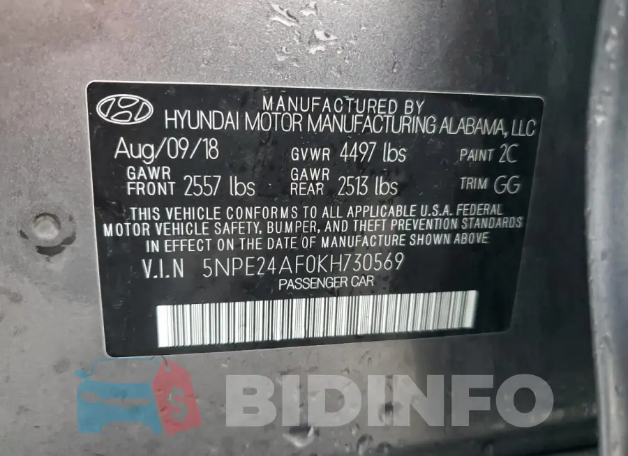 5NPE24AF0KH730569 Photo# 12