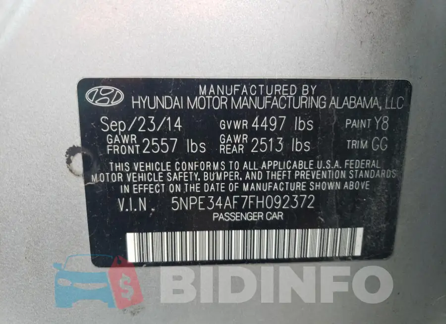 5NPE34AF7FH092372 Photo# 12