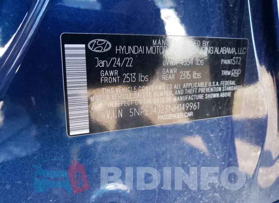 5NPEJ4J23NH149961 Photo# 13
