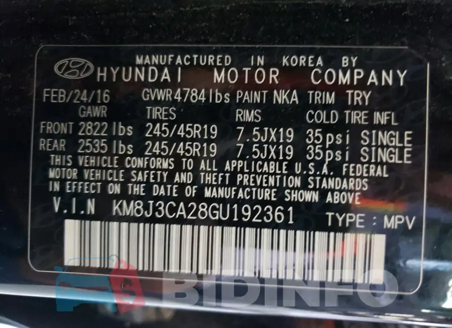 KM8J3CA28GU192361 Photo# 13