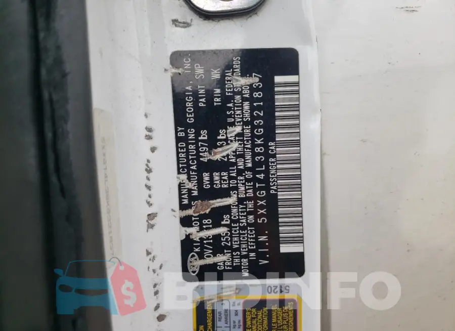 5XXGT4L38KG321837 Photo# 12