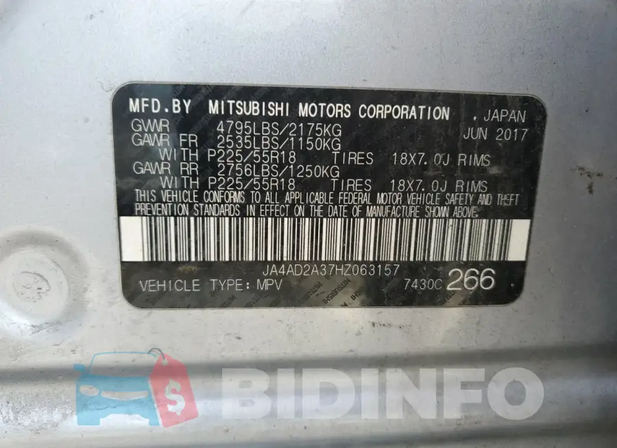 JA4AD2A37HZ063157 Photo# 13