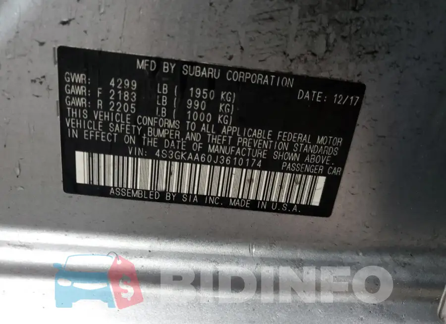 4S3GKAA60J3610174 Photo# 12