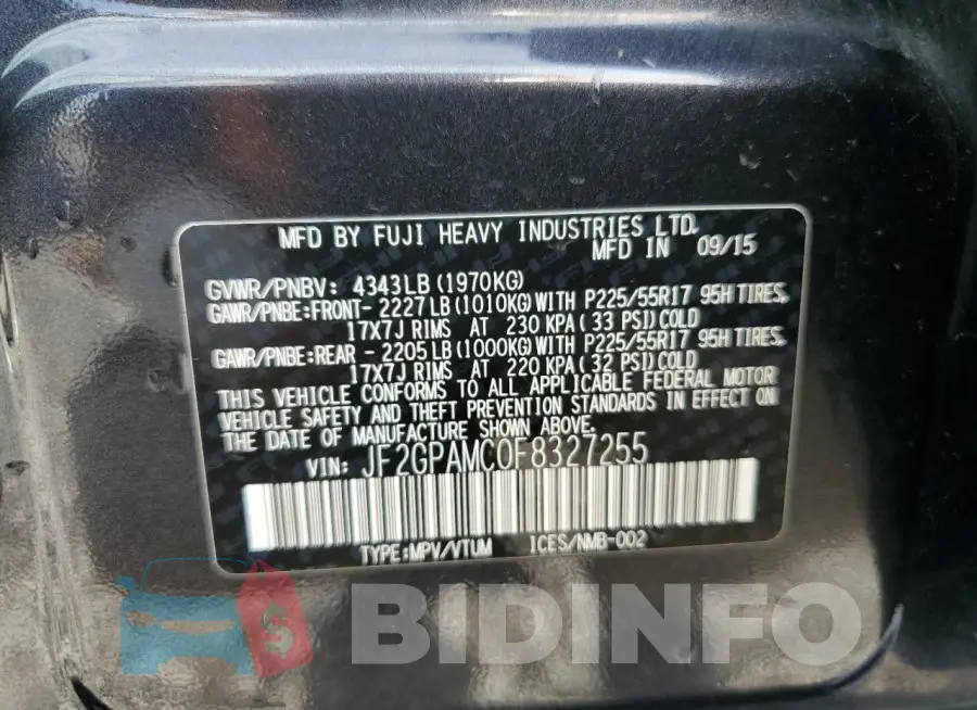JF2GPAMC0F8327255 Photo# 13