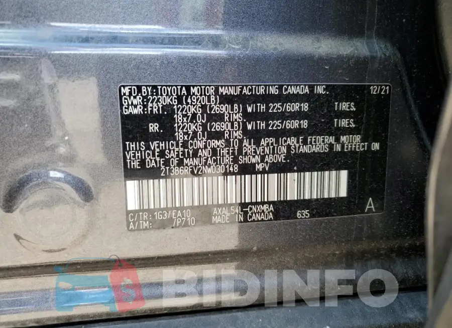 2T3B6RFV2NW030148 Photo# 12