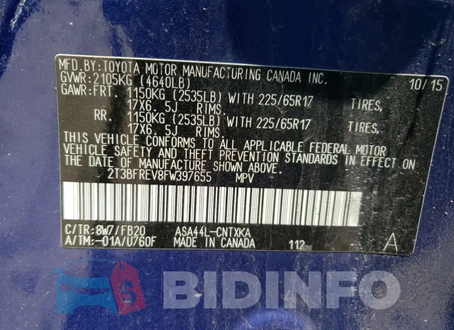 2T3BFREV8FW397655 Photo# 13