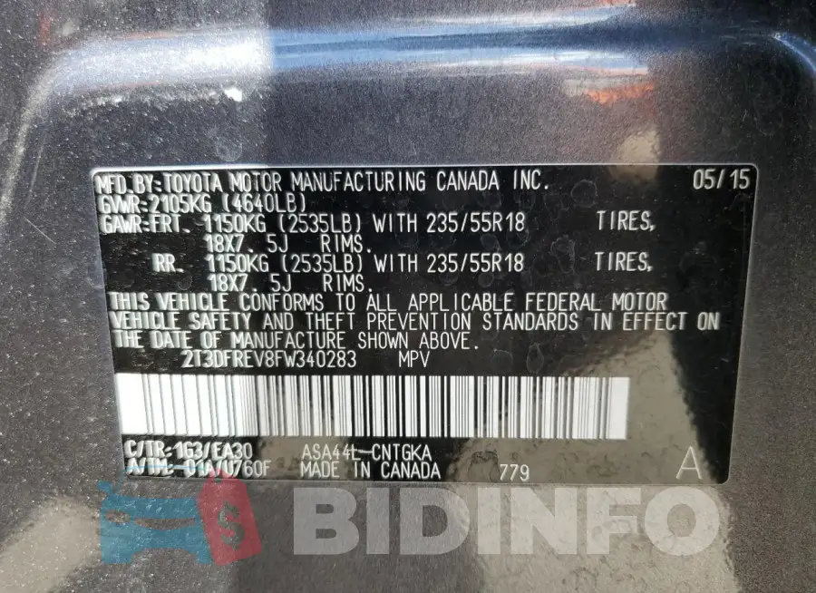 2T3DFREV8FW340283 Photo# 13