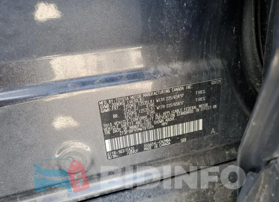 2T3P1RFV5MW191564 Photo# 12