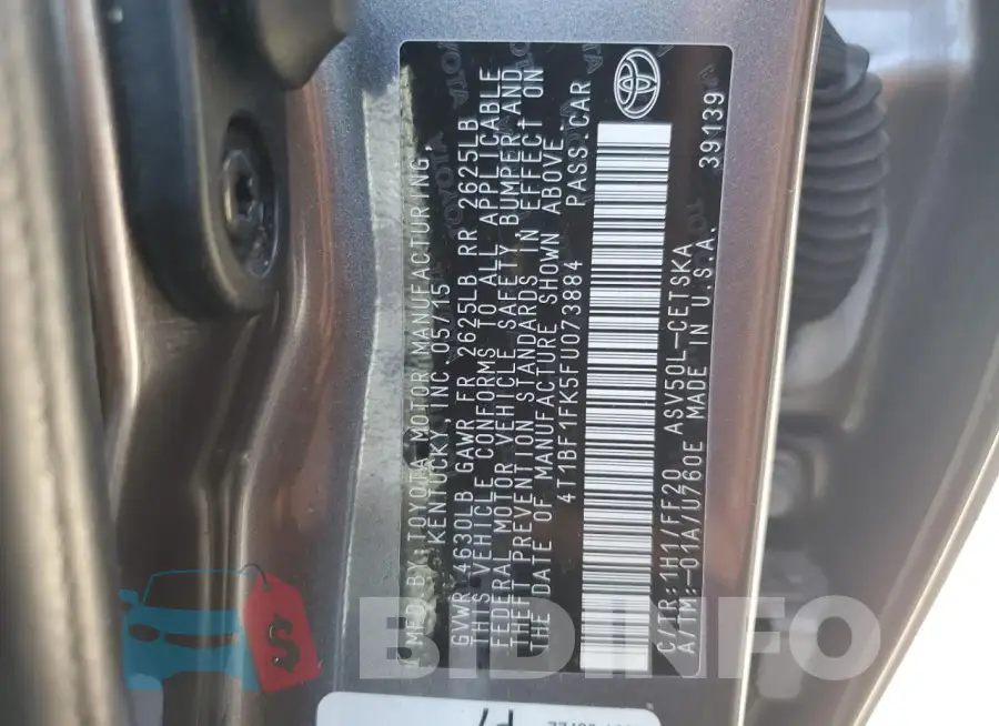 4T1BF1FK5FU073884 Photo# 12