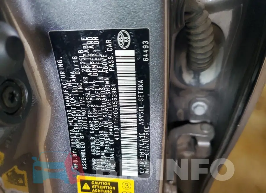 4T4BF1FK0GR563964 Photo# 12