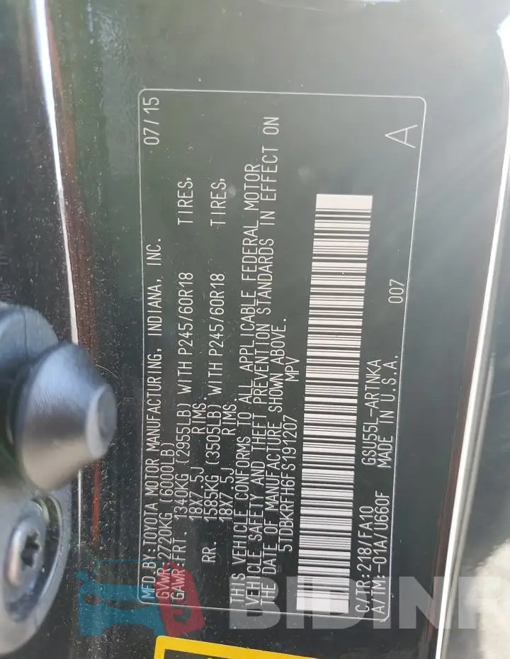 5TDBKRFH6FS191207 Photo# 12