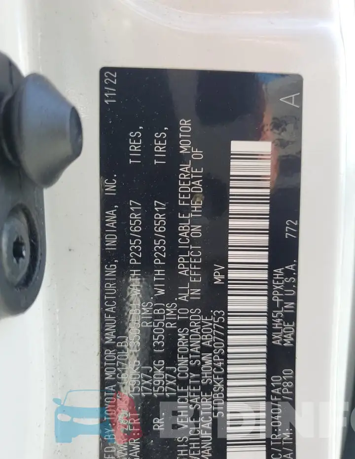 5TDBSKFC4PS077753 Photo# 13