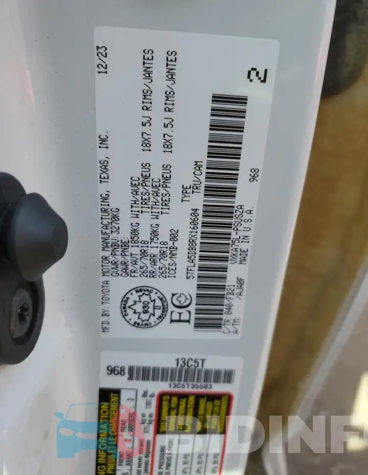 5TFLA5DB8RX160604 Photo# 13