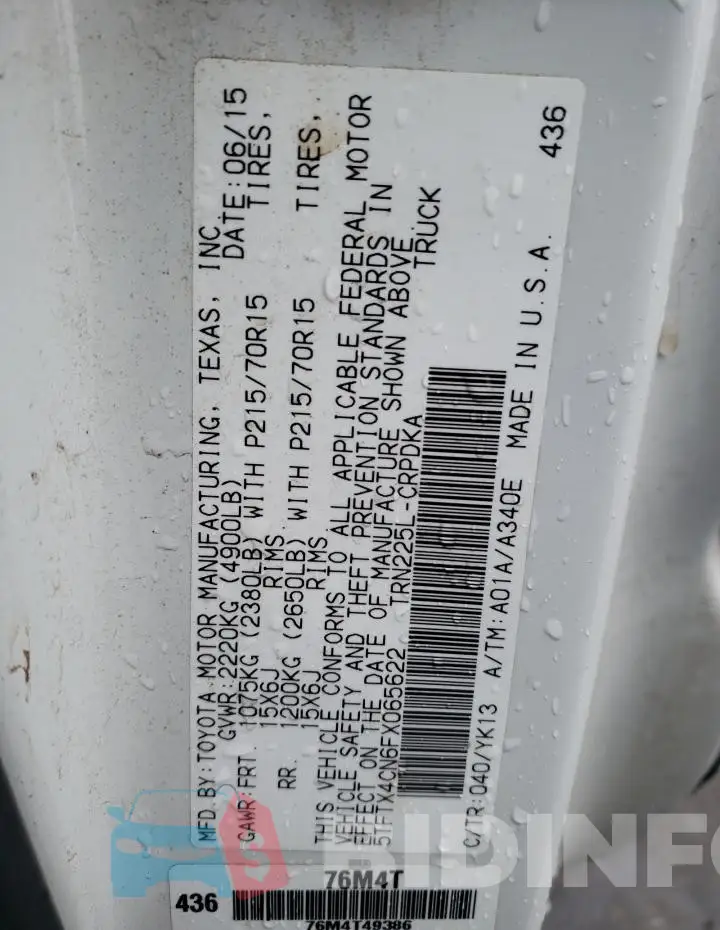 5TFTX4CN6FX065622 Photo# 13