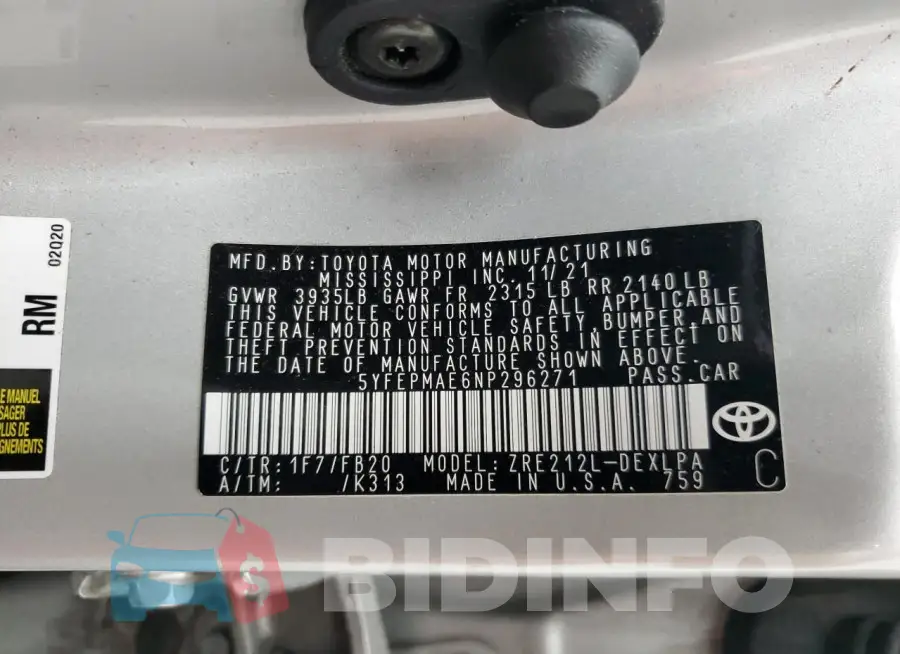 5YFEPMAE6NP296271 Photo# 13