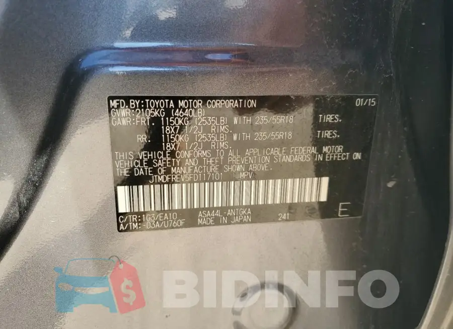 JTMDFREV5FD117101 Photo# 13