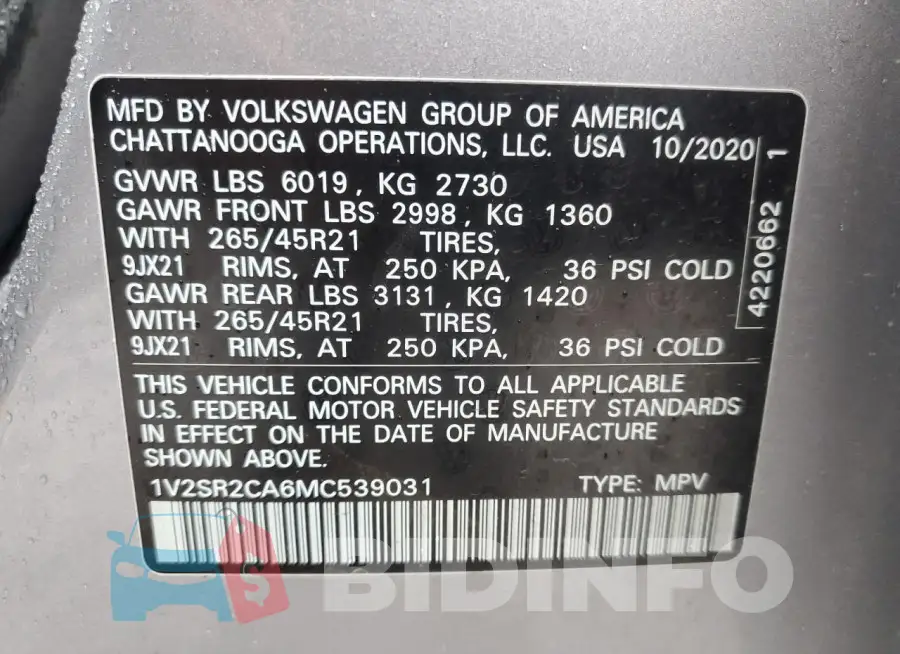 1V2SR2CA6MC539031 Photo# 14