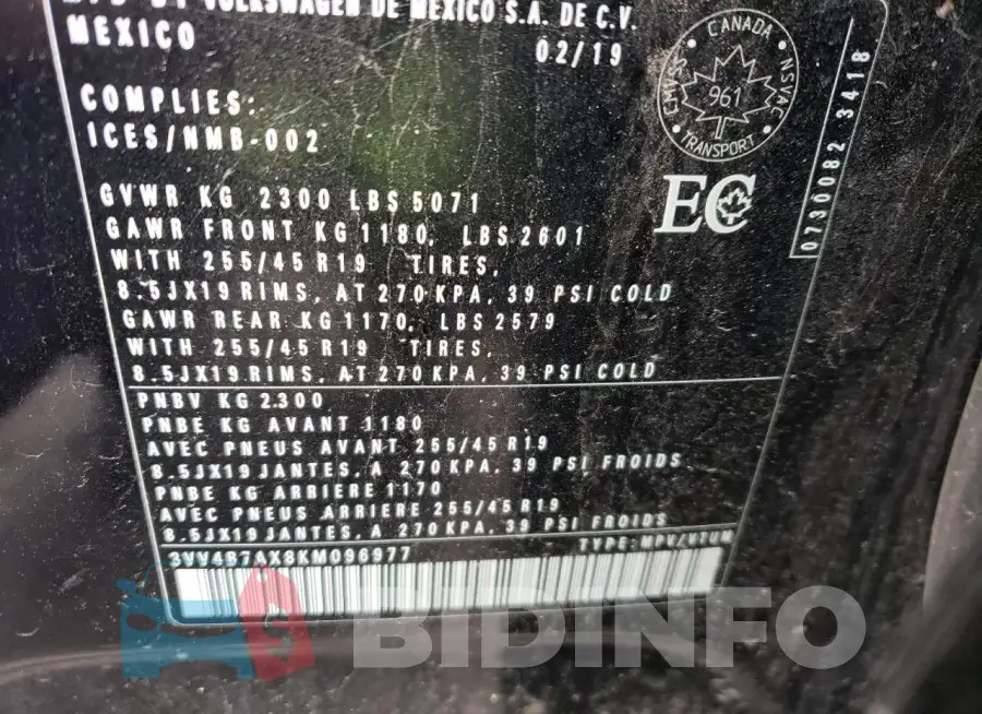3VV4B7AX8KM096977 Photo# 14