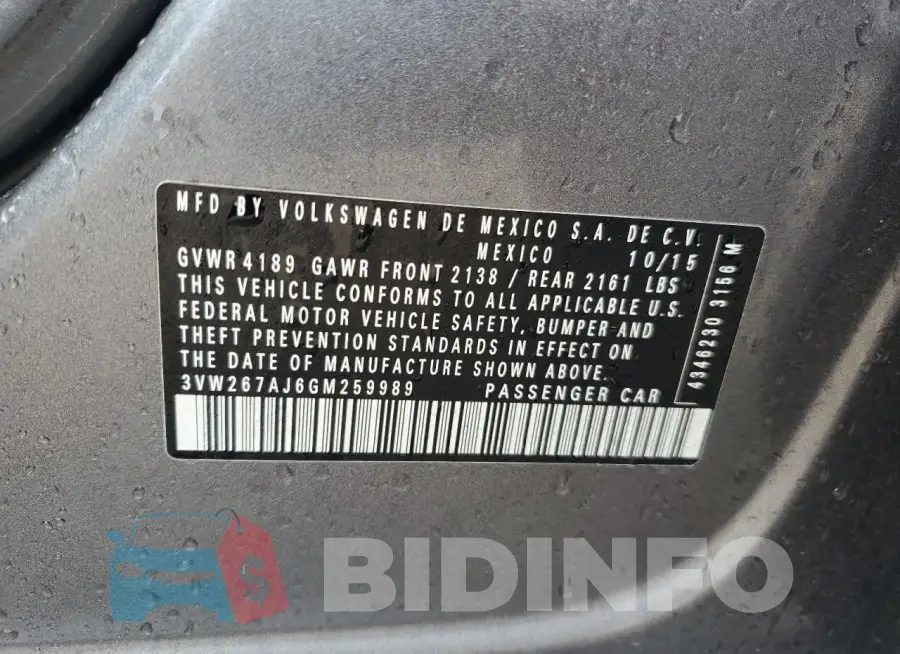 3VW267AJ6GM259989 Photo# 12