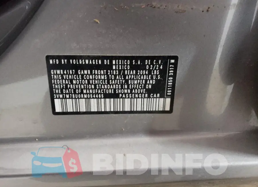 3VW7M7BU0RM054465 Photo# 12