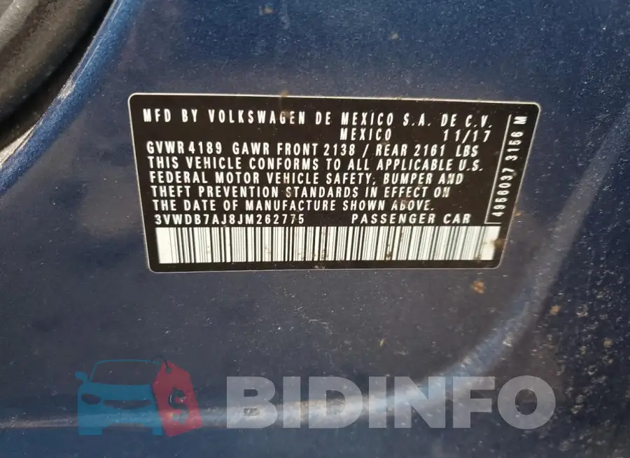 3VWDB7AJ8JM262775 Photo# 13