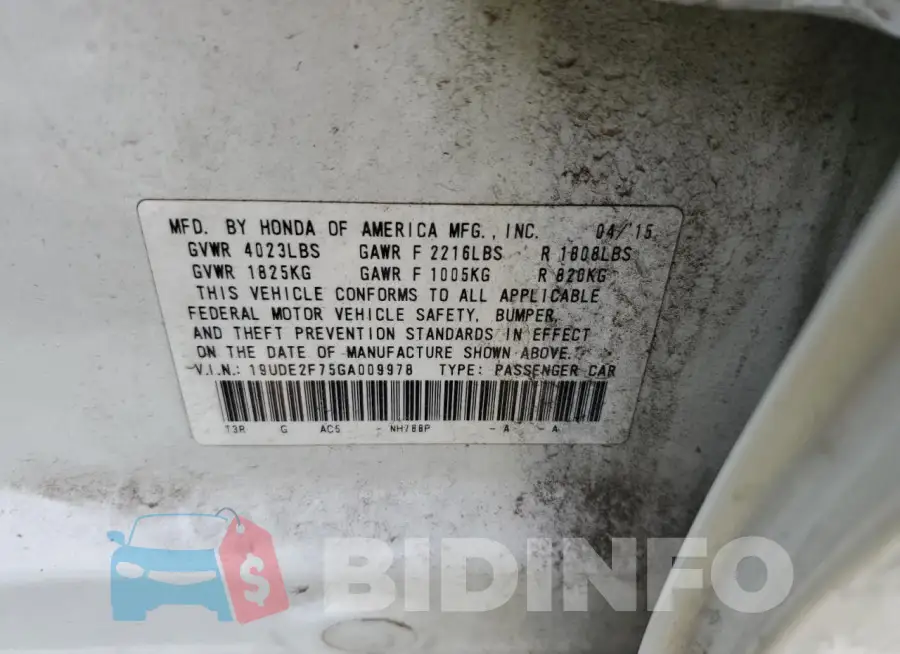19UDE2F75GA009978 Photo# 12
