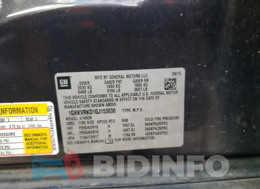 1GKKVRKD1GJ153638 Photo# 13