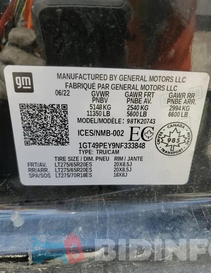 1GT49PEY9NF333848 Photo# 13