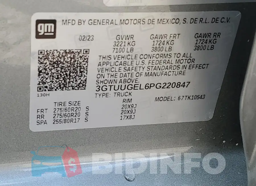 3GTUUGEL6PG220847 Photo# 12