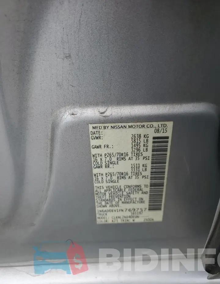 1N6AD0EV1FN769757 Photo# 12