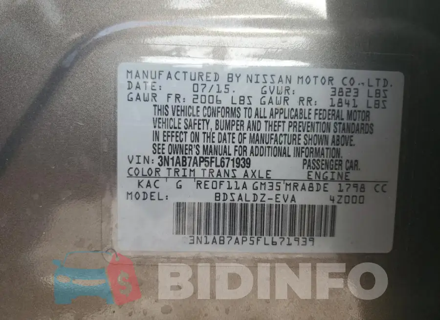 3N1AB7AP5FL671939 Photo# 12