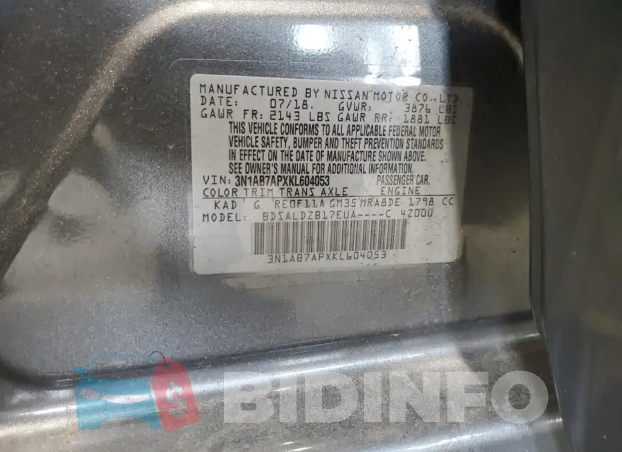 3N1AB7APXKL604053 Photo# 13