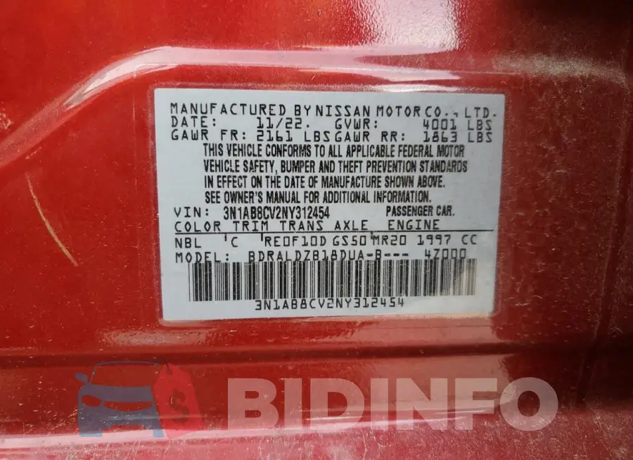 3N1AB8CV2NY312454 Photo# 12