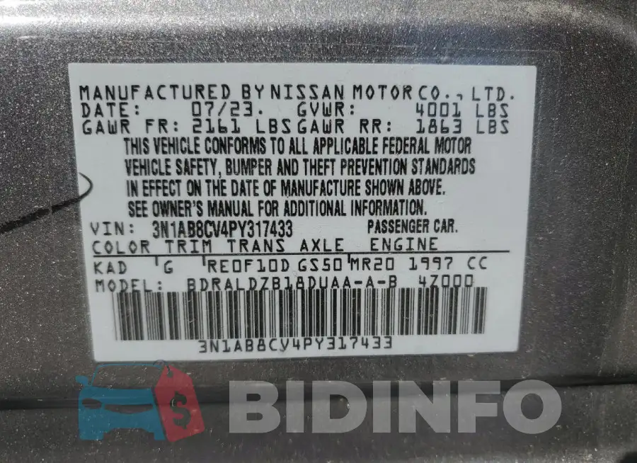 3N1AB8CV4PY317433 Photo# 12