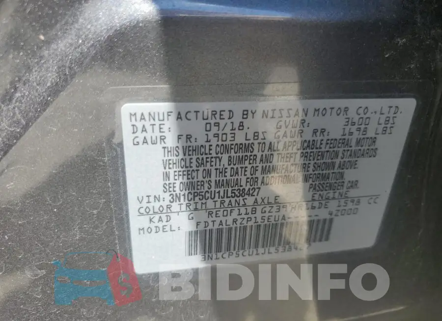 3N1CP5CU1JL538427 Photo# 13
