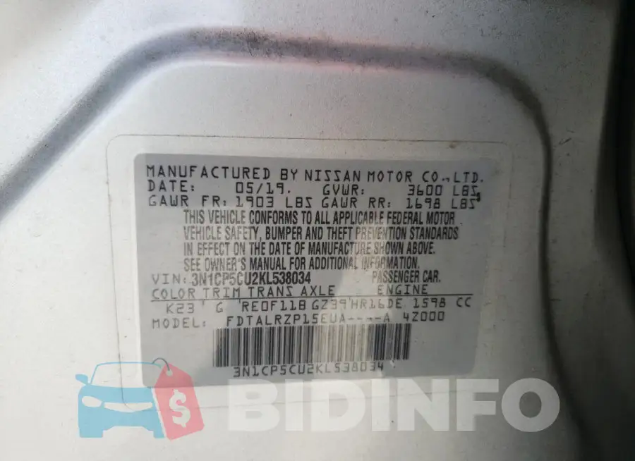 3N1CP5CU2KL538034 Photo# 12