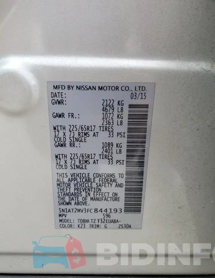 5N1AT2MV3FC844193 Photo# 13