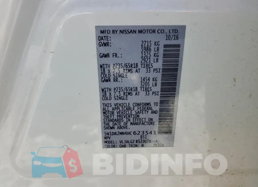 5N1DR2MN4HC623541 Photo# 13