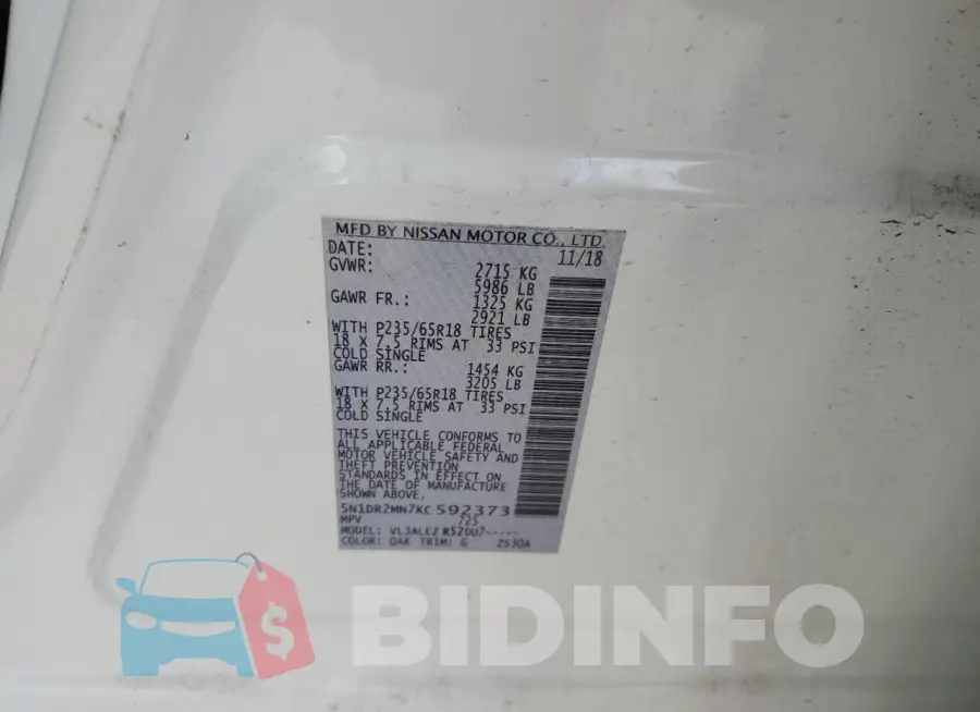 5N1DR2MN7KC592373 Photo# 14