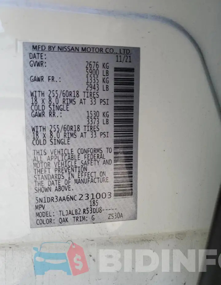 5N1DR3AA6NC231003 Photo# 13