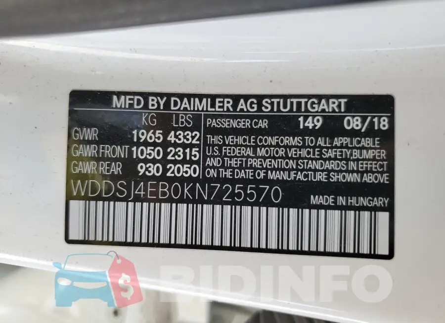 WDDSJ4EB0KN725570 Photo# 12