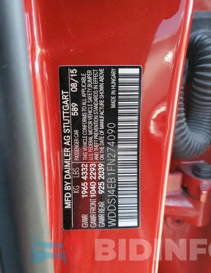 WDDSJ4EB1FN274090 Photo# 12