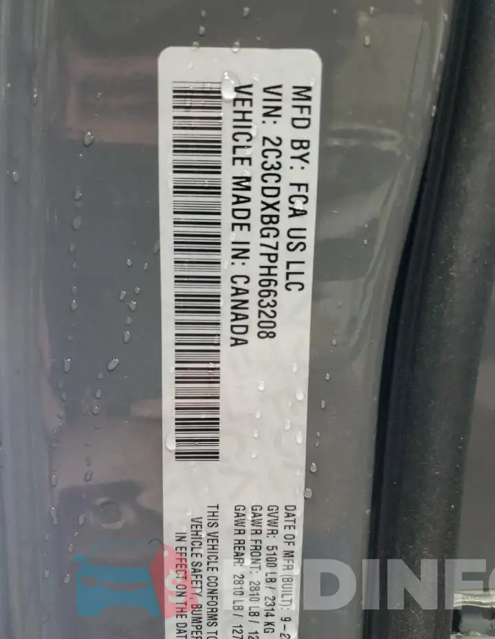 2C3CDXBG7PH663208 Photo# 12