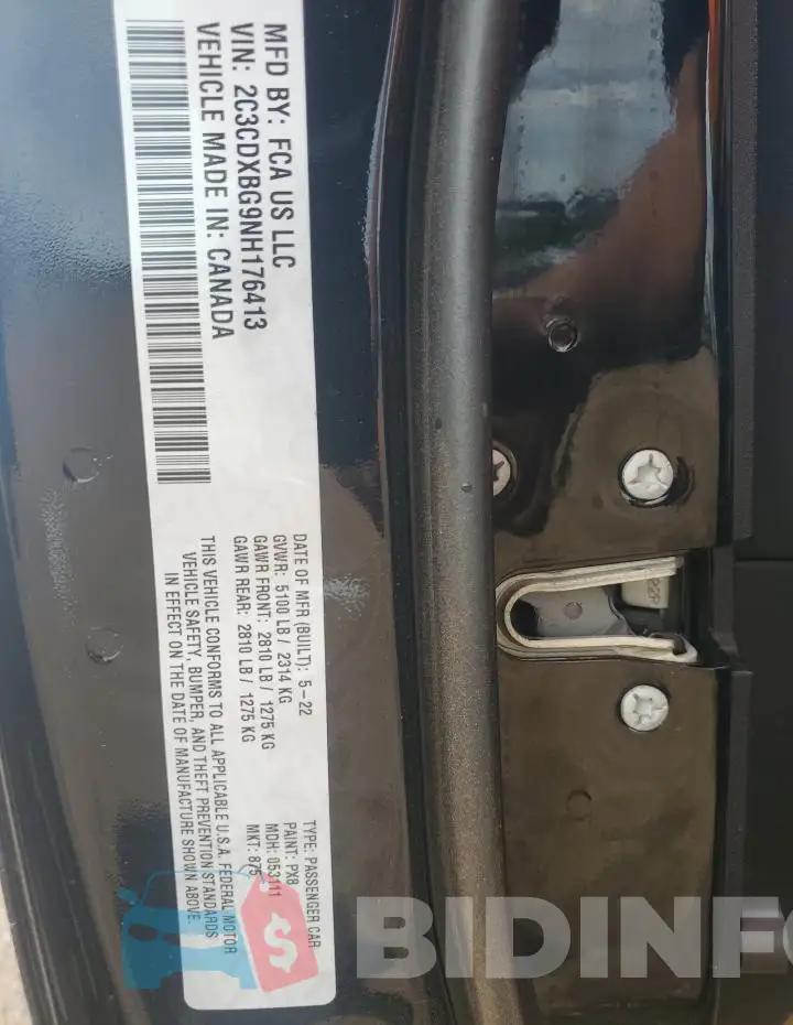 2C3CDXBG9NH176413 Photo# 12