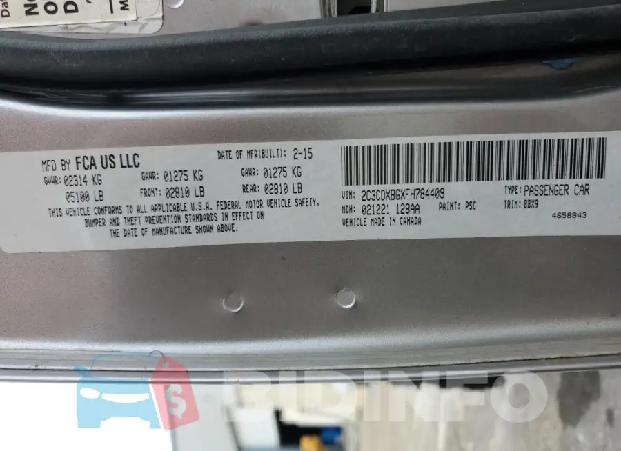 2C3CDXBGXFH784409 Photo# 13