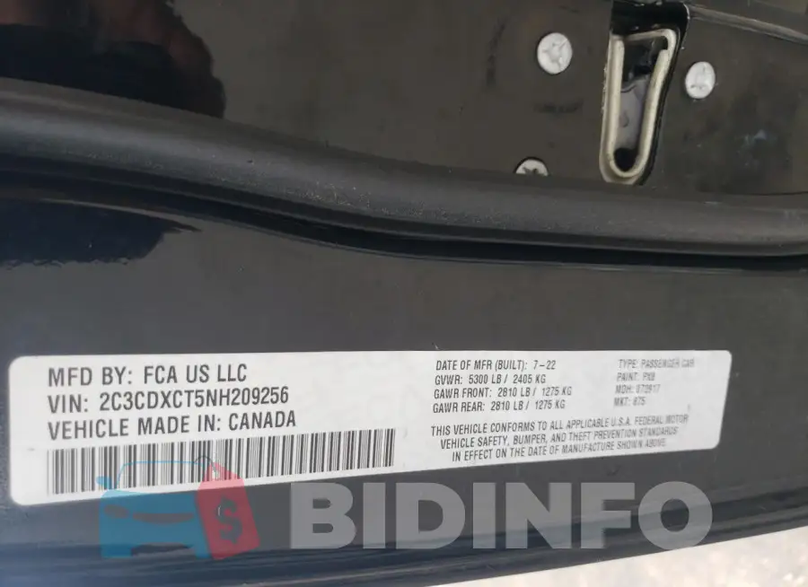2C3CDXCT5NH209256 Photo# 12