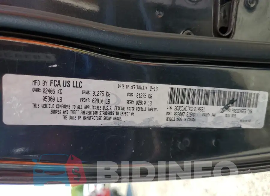 2C3CDXCTXGH210681 Photo# 13
