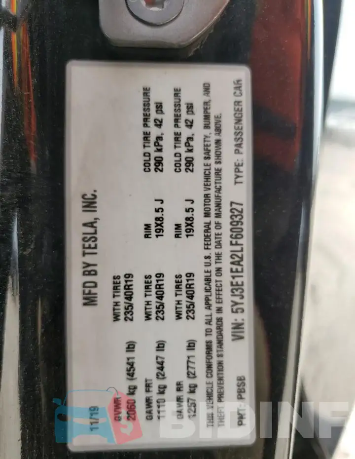 5YJ3E1EA2LF609327 Photo# 12