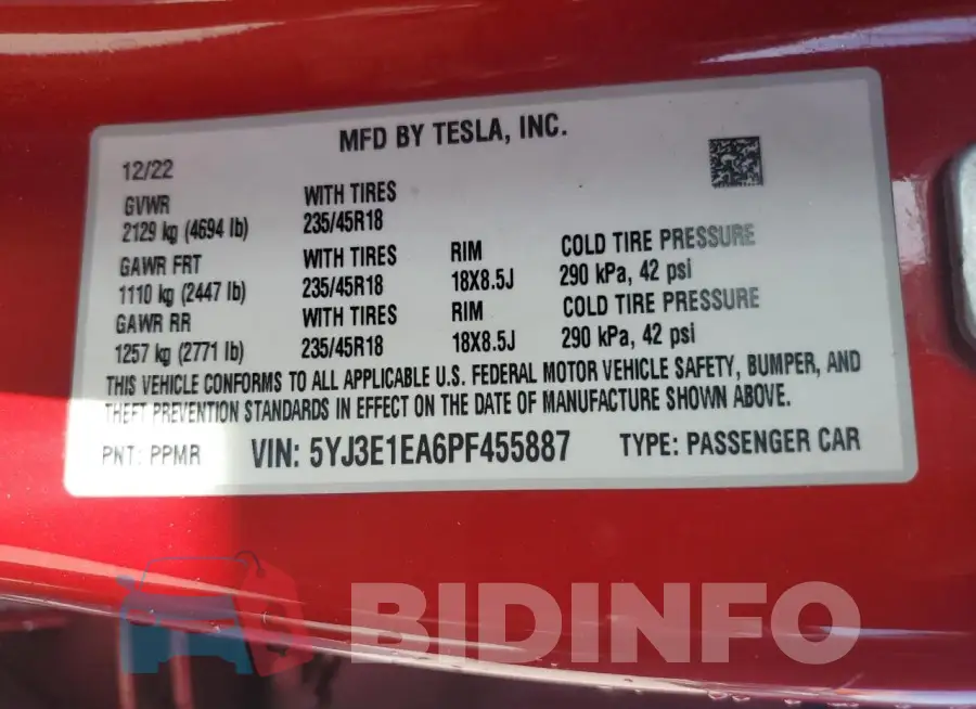 5YJ3E1EA6PF455887 Photo# 13