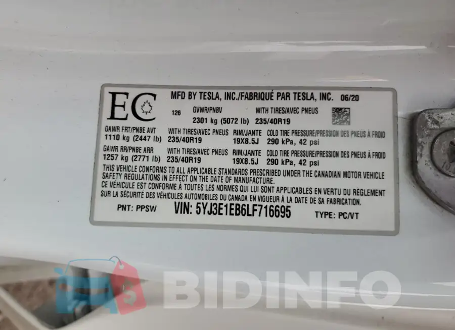 5YJ3E1EB6LF716695 Photo# 12